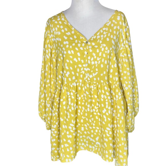 Sweet Claire Tops - Sweet Claire Yellow Dotted Blouse- Medium